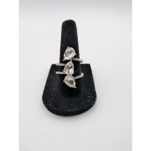 Silver Toned Ring With 3 Rhinestones - Size‎ 8